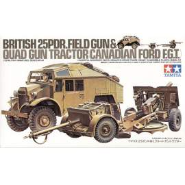 Tamiya 1:35 Ford Quad Gun Tractor, British 25Pdr gun harcjármű makett