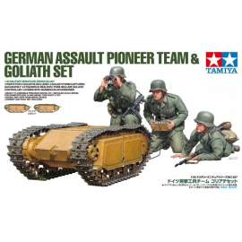 Tamiya 1:35 German Assault Pioneer Team & Goliath Set harcjármű makett