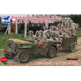Bronco 1:35 British Airborne Troops Riding In 1/4 Ton Truck & Trailer