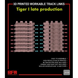 Ryefield model 1:35 3D printed Workable track links for Tiger I late