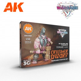 Acrylics 3rd generation Crusher Dware - Wargame starter set - 14 colors & 1 figure