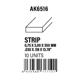 AK-Interactive Strips 0.75 x 3.00 x 350mm - STYRENE STRIP