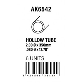 AK-Interactive Hollow tube 2.00dx350mm (W.T. 0,7mm)-STYRENE STRIP