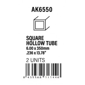 AK-Interactive Square hollow tube 6.00x350mm(0,7mm)-STYRENE STRIP