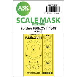 ASK mask 1:48 Spitfire F.Mk.XVIII one-sided mask self-adhesive, pre-cutted for Airfix